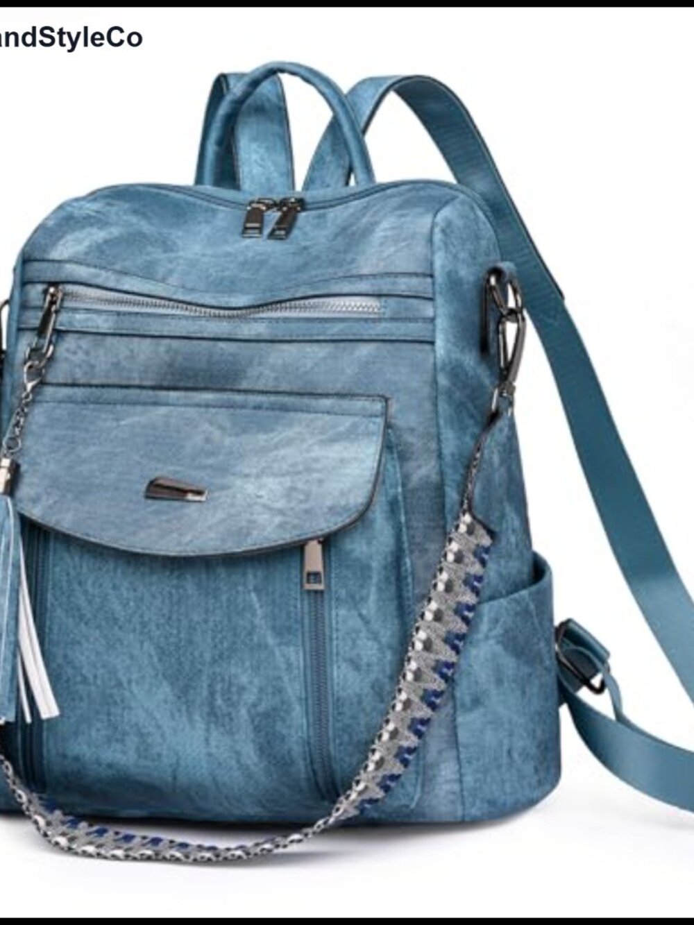 Faux Leather Convertible Backpack Purse with Adjustable Strap